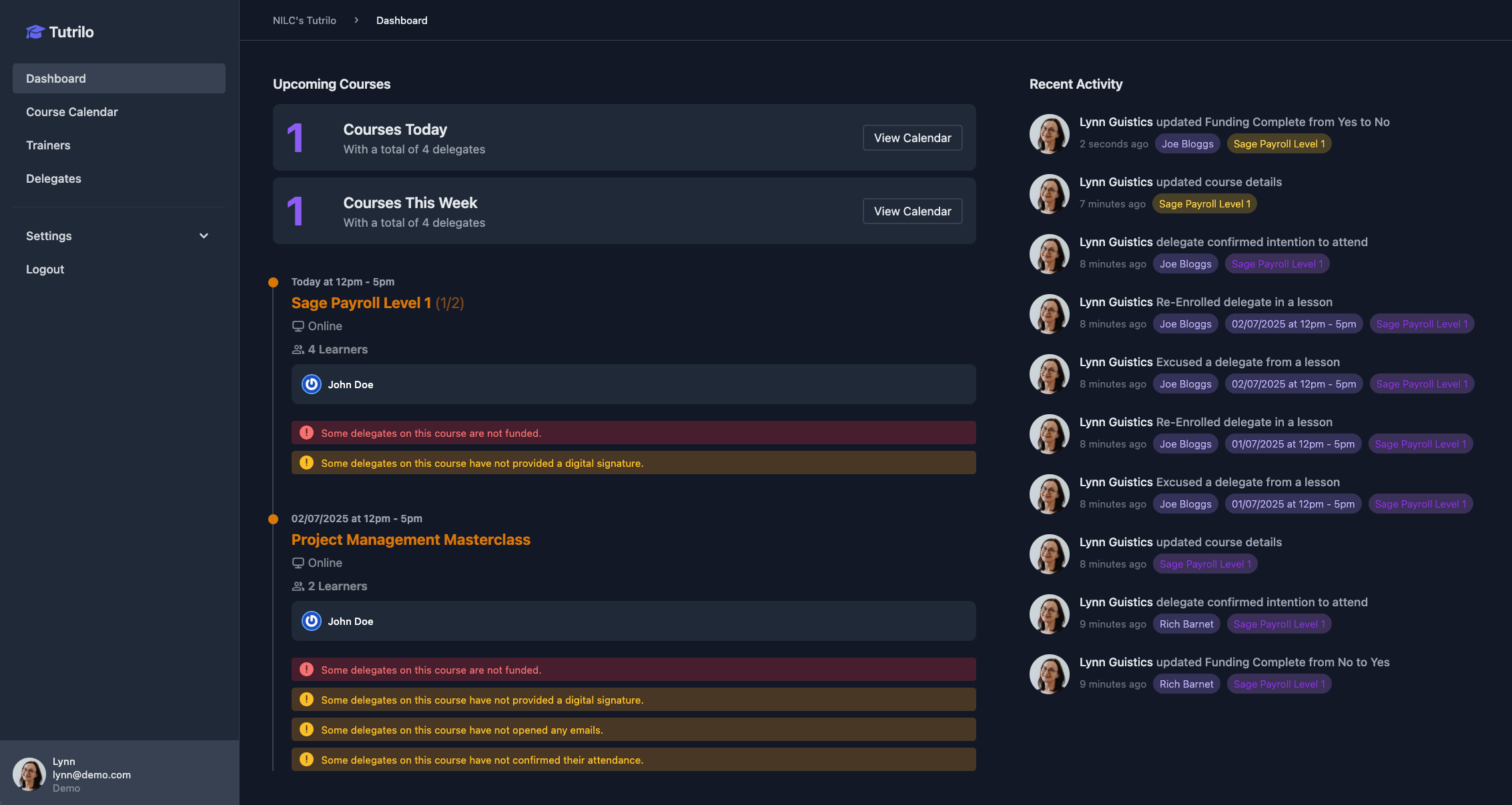 Tutrilo Dashboard