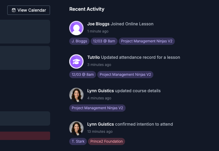 Audit log screenshot