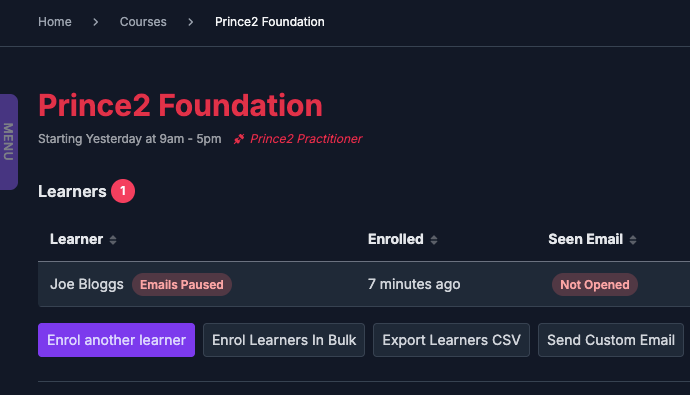 Linked programmes screenshot